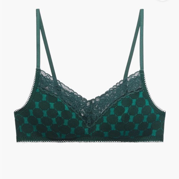 Savage X Fenty Green Glo X Link Cotton Bralette Mid-Rise Thong & High-Leg Bikini - Picture 9 of 16